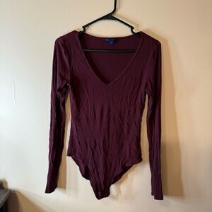 Aeropostale Red Long Sleeve Fitted Bodysuit
